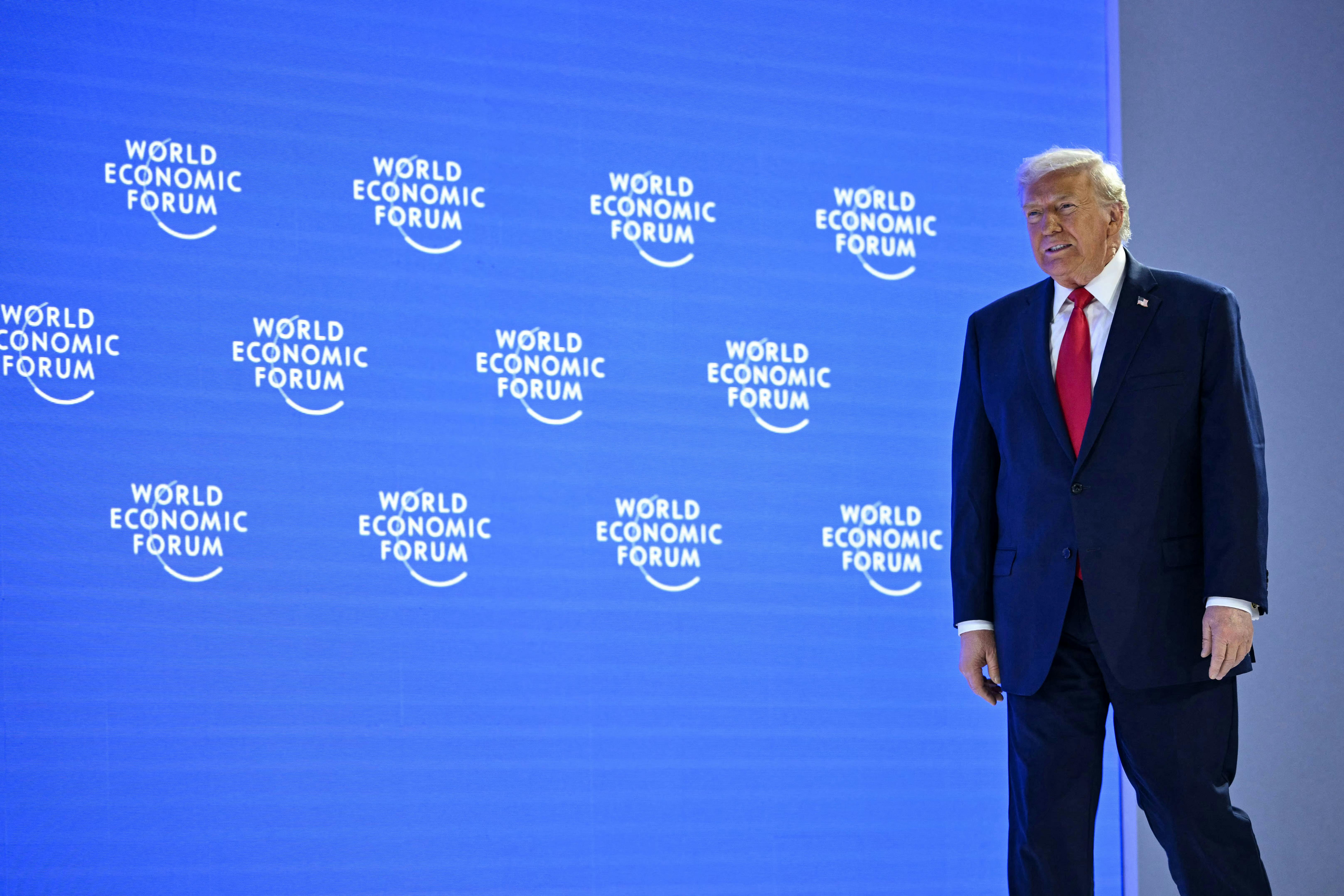 Donald Trump arrives to deliver a special address during the World Economic Forum annual meeting in Davos.