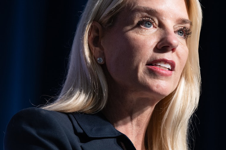 Attorney General Pam Bondi speaks during an event