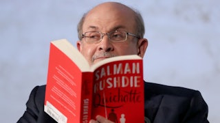 Rushdie at a reading in Berlin, Germany