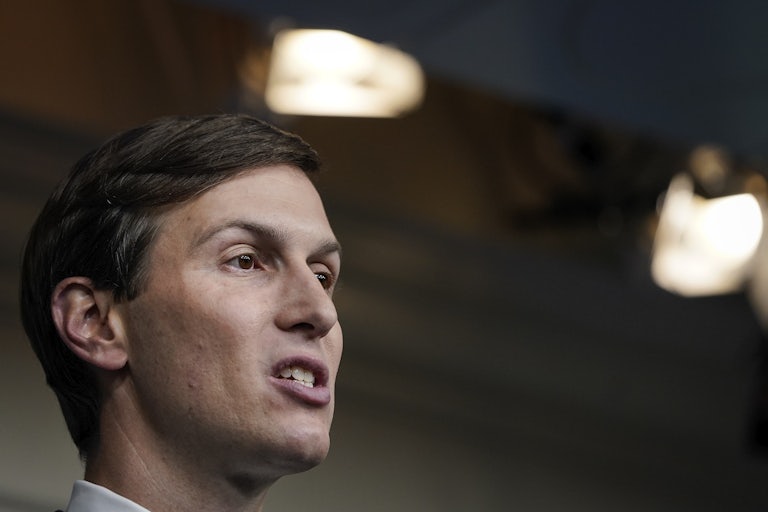 Jared Kushner speaking (it's not a flattering photo)