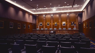 Portraits inside the Supreme Court of Texas in Austin, Texas.