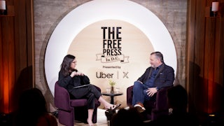 Bari Weiss interviewing Ted Cruz at an event in January