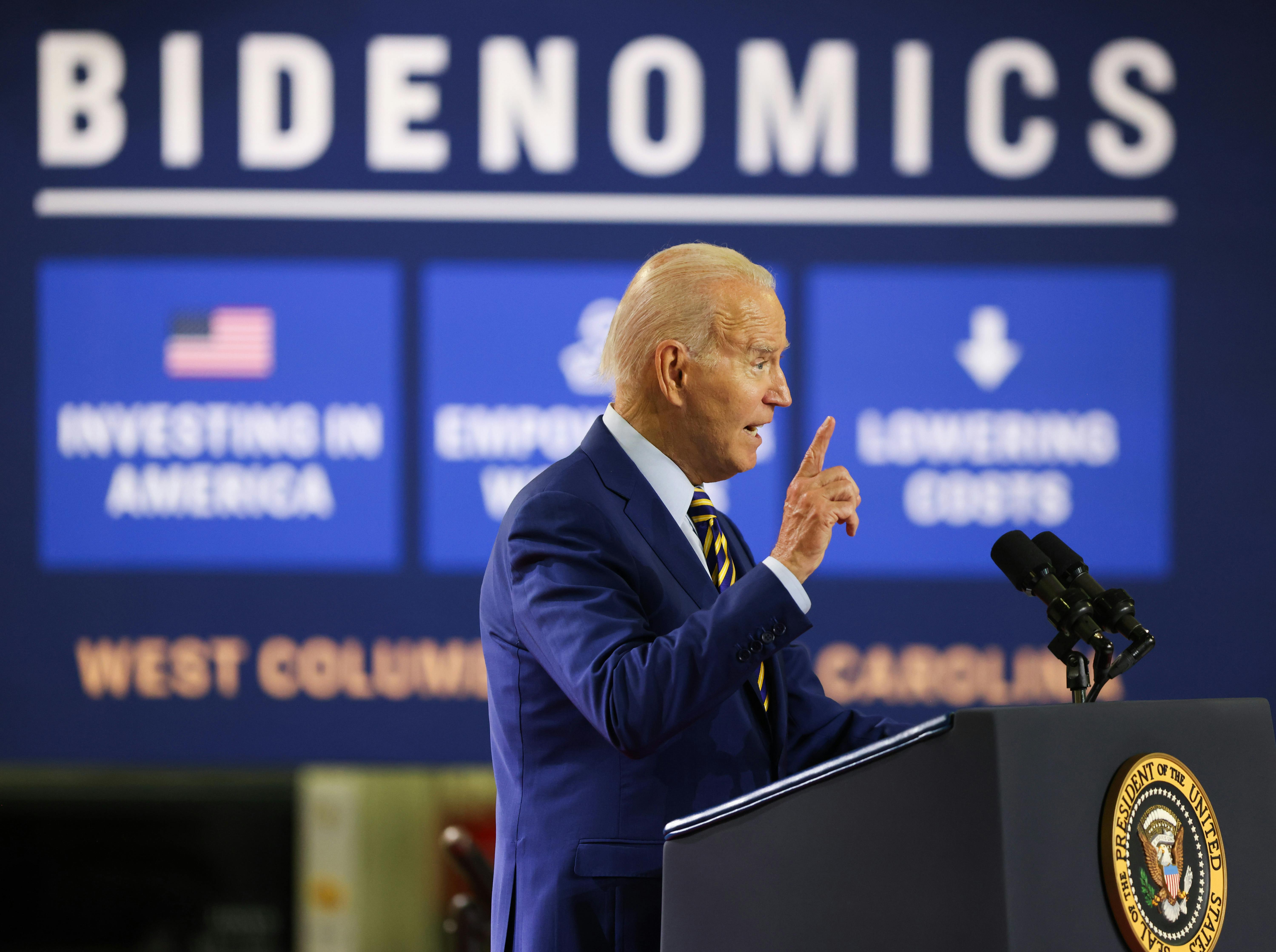 Biden gives a speech in West Columbia, South Carolina