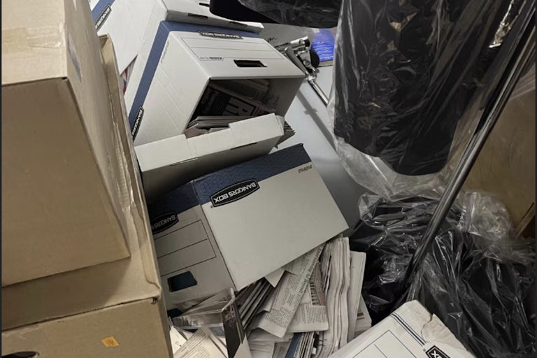 Spilled boxes of papers at Mar-a-Lago