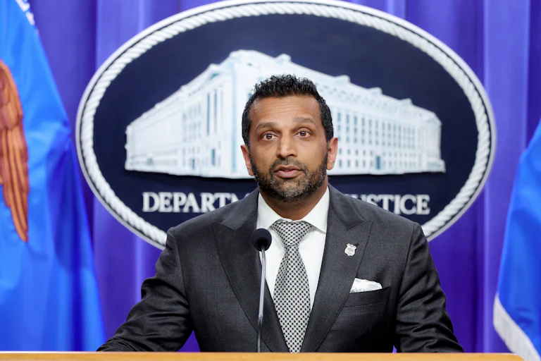 FBI Director Kash Patel speaks at a press conference