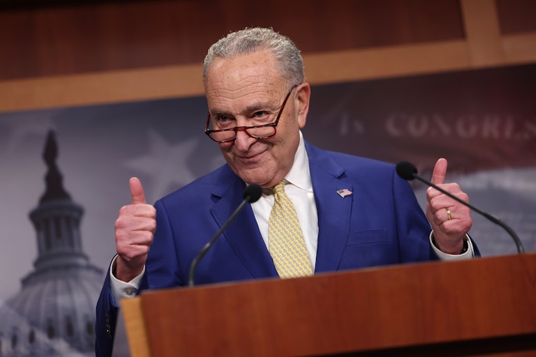 Chuck Schumer gives two thumbs up