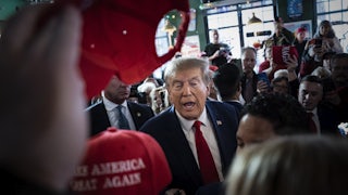 Trump arrives at a rally in Ankeny, Iowa