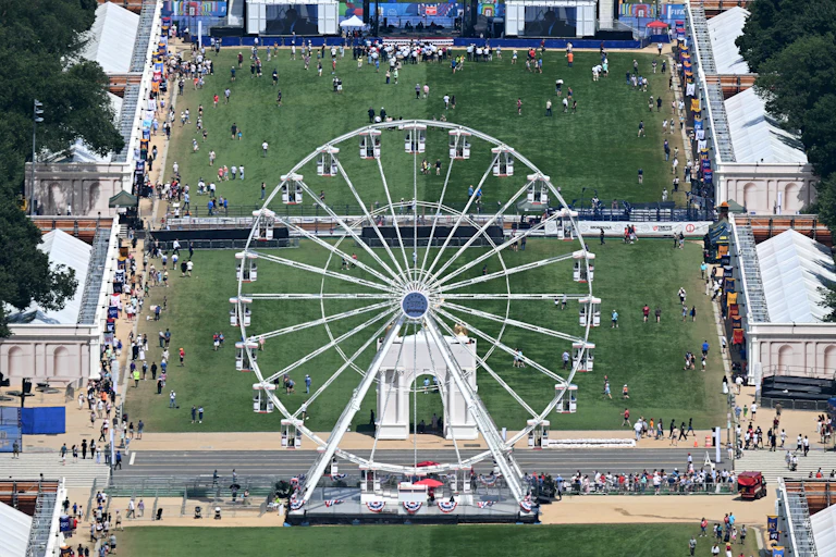 An aerial view of the crowd at the Great American State Fair on the National Mall