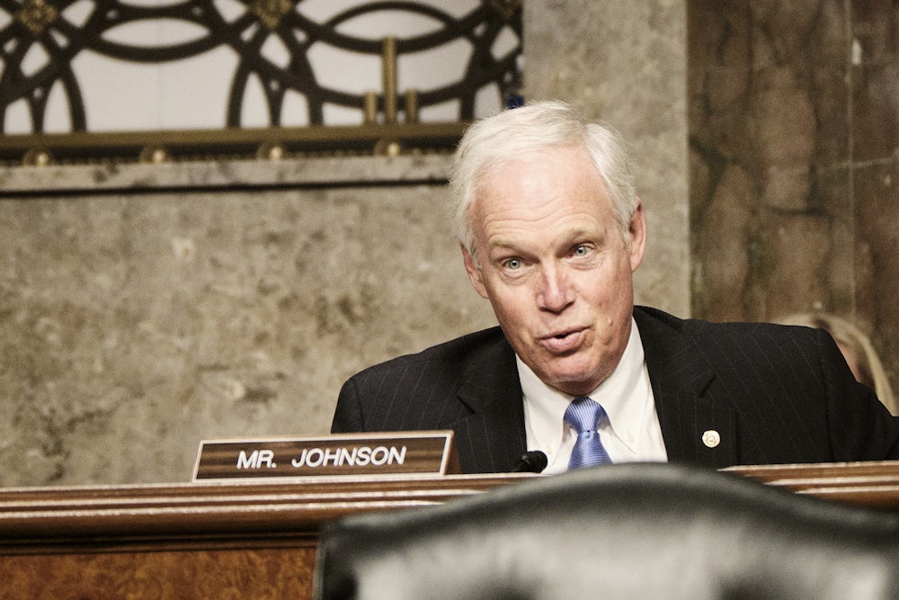 Senator Ron Johnson speaks at a committee hearing on Capitol Hill.