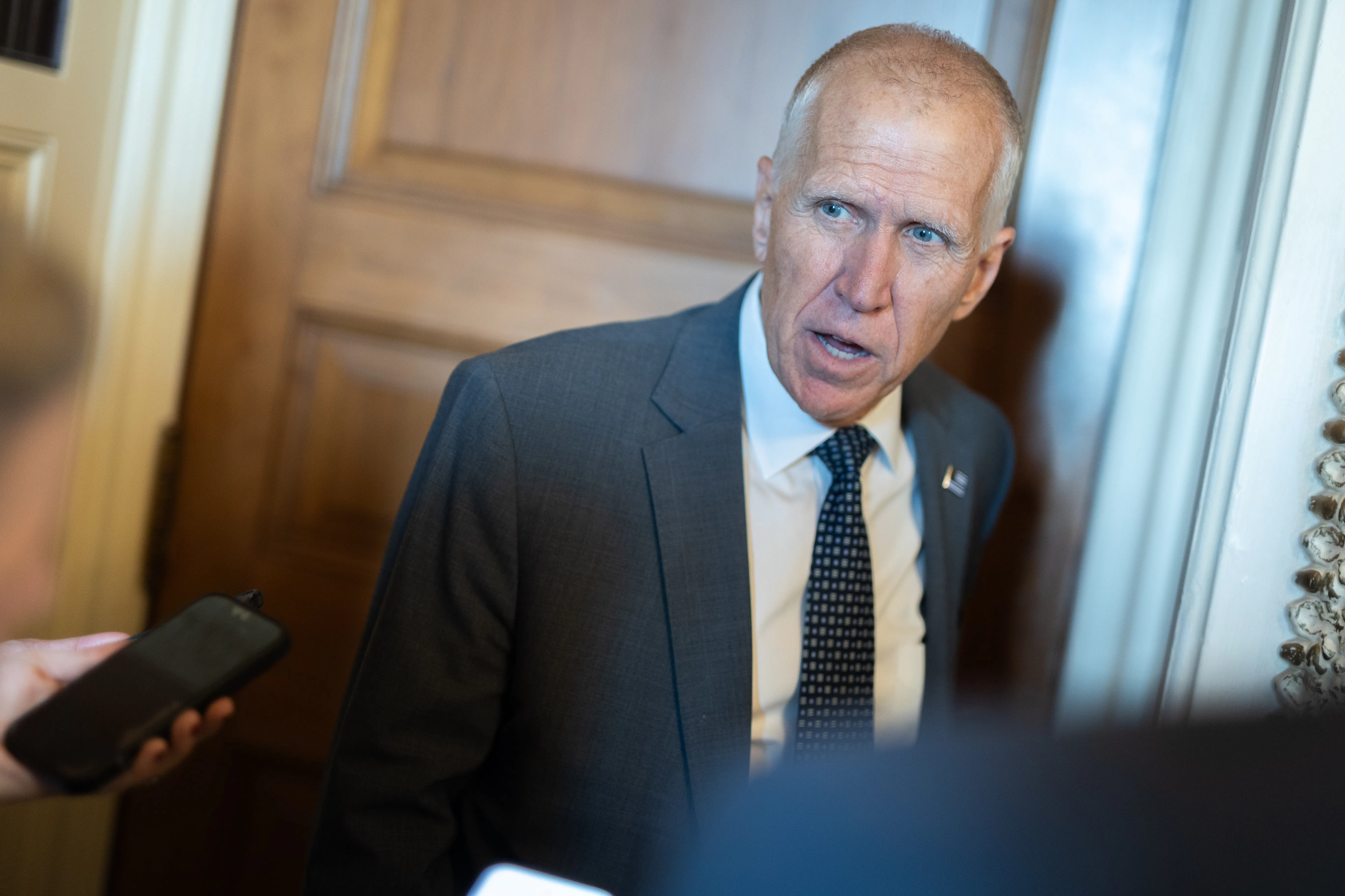 Senator Thom Tillis speaks to reporters