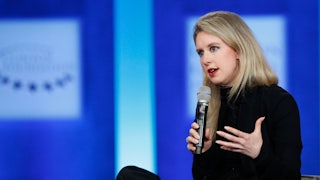 Theranos founder Elizabeth Holmes speaks at a Clinton Global Initiative conference.