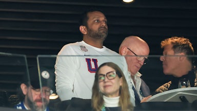 FBI Director Kash Patel looks on while in the stands at the U.S. Men's Olympics Hockey match.