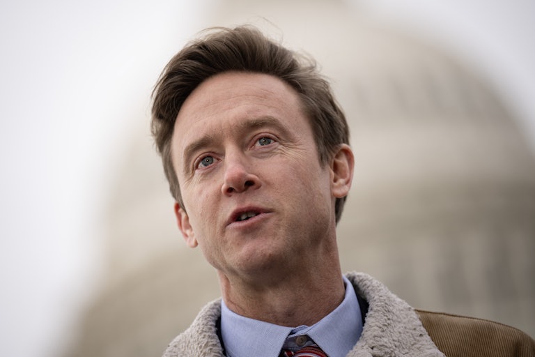 Denver Mayor Mike Johnston speaks outside the U.S. Capitol