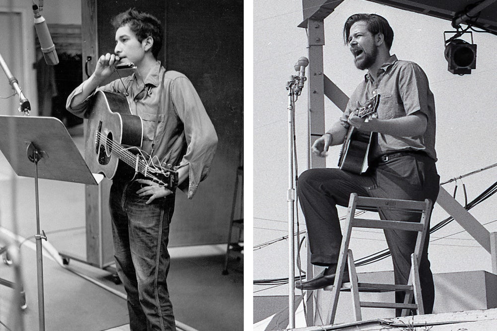 From left: Bob Dylan in 1961; Dave Van Ronk in 1963