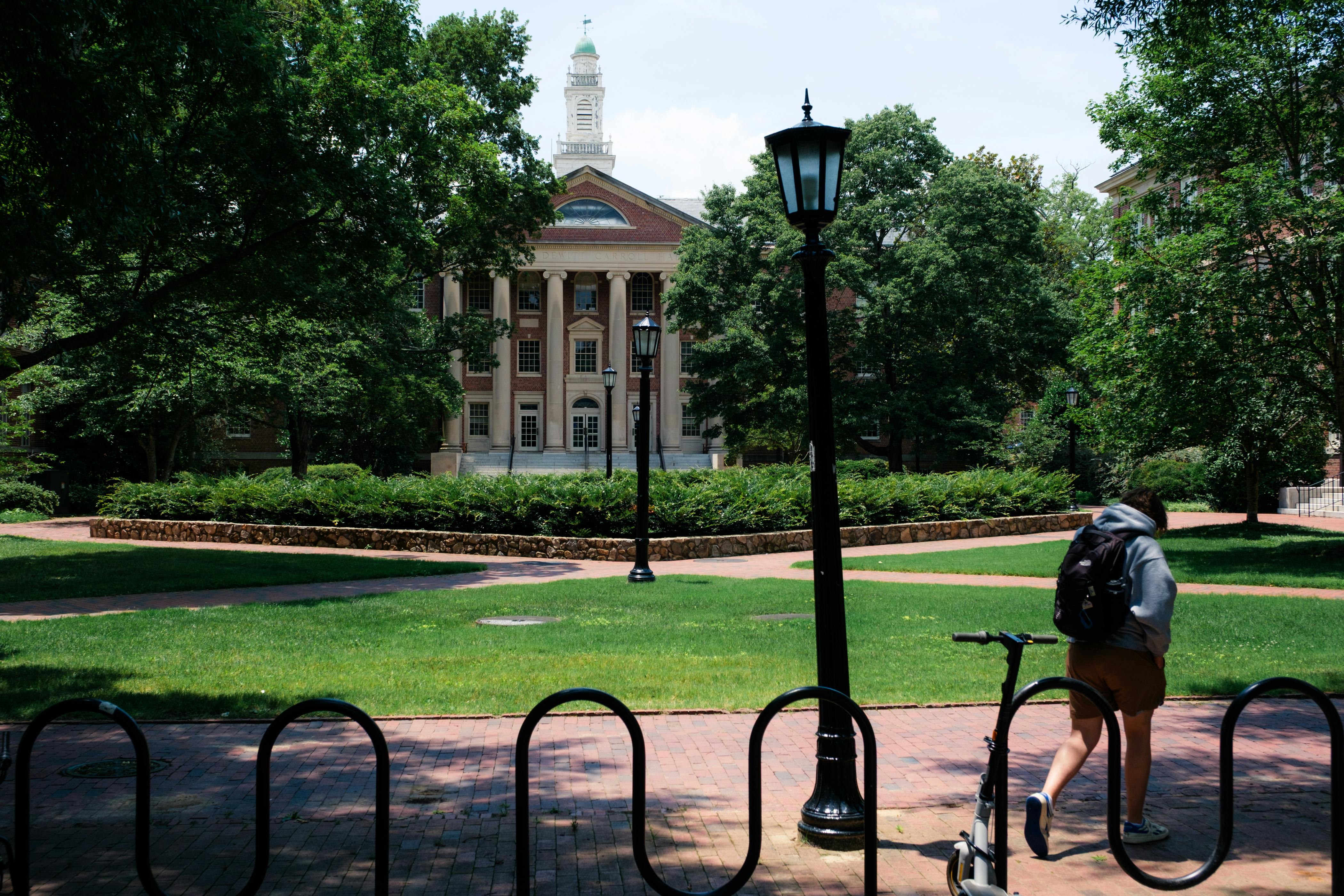 A student walks on the University of North Carolina at Chapel Hill campus