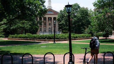 A student walks on the University of North Carolina at Chapel Hill campus