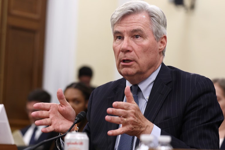Sen. Sheldon Whitehouse appears before a roundtable discussion on Supreme Court Ethics conducted by Democrats of the House Oversight and Accountability Committee.
