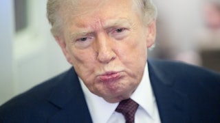 Donald Trump makes a pouty face while on Air Force One