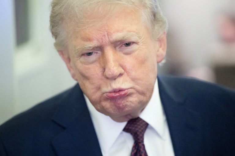 Donald Trump makes a pouty face while on Air Force One