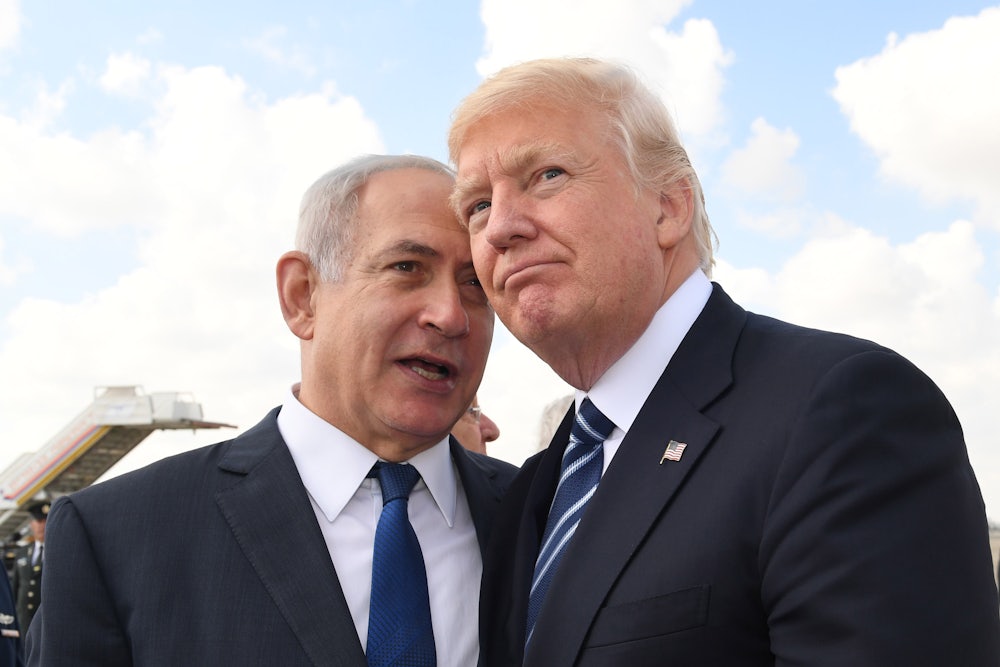 Israeli Prime Minister Benjamin Netanyahu and President Donald Trump in Tel Aviv