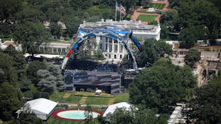 An aerial view of the UFC octagon at the White House for Donald Trump’s birthday