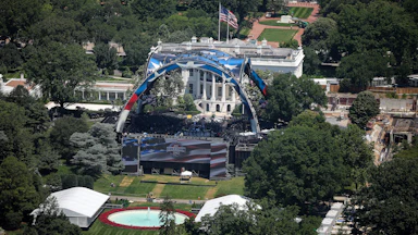 An aerial view of the UFC octagon at the White House for Donald Trump’s birthday
