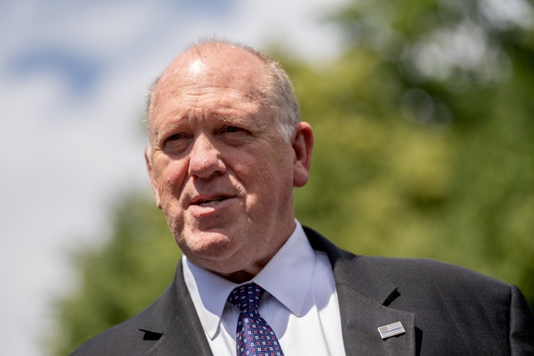 Tom Homan speaks to reporters outside the White House