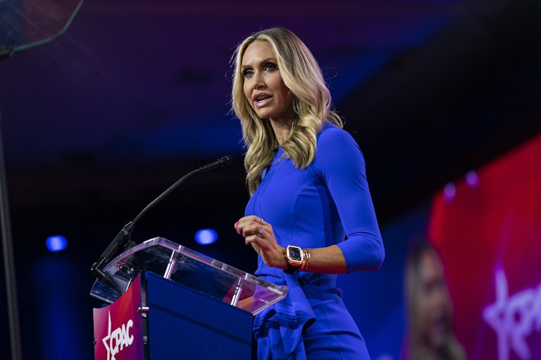 Lara Trump speaks at a podium