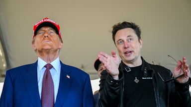 Trump and oligarch Elon Musk at a SpaceX event