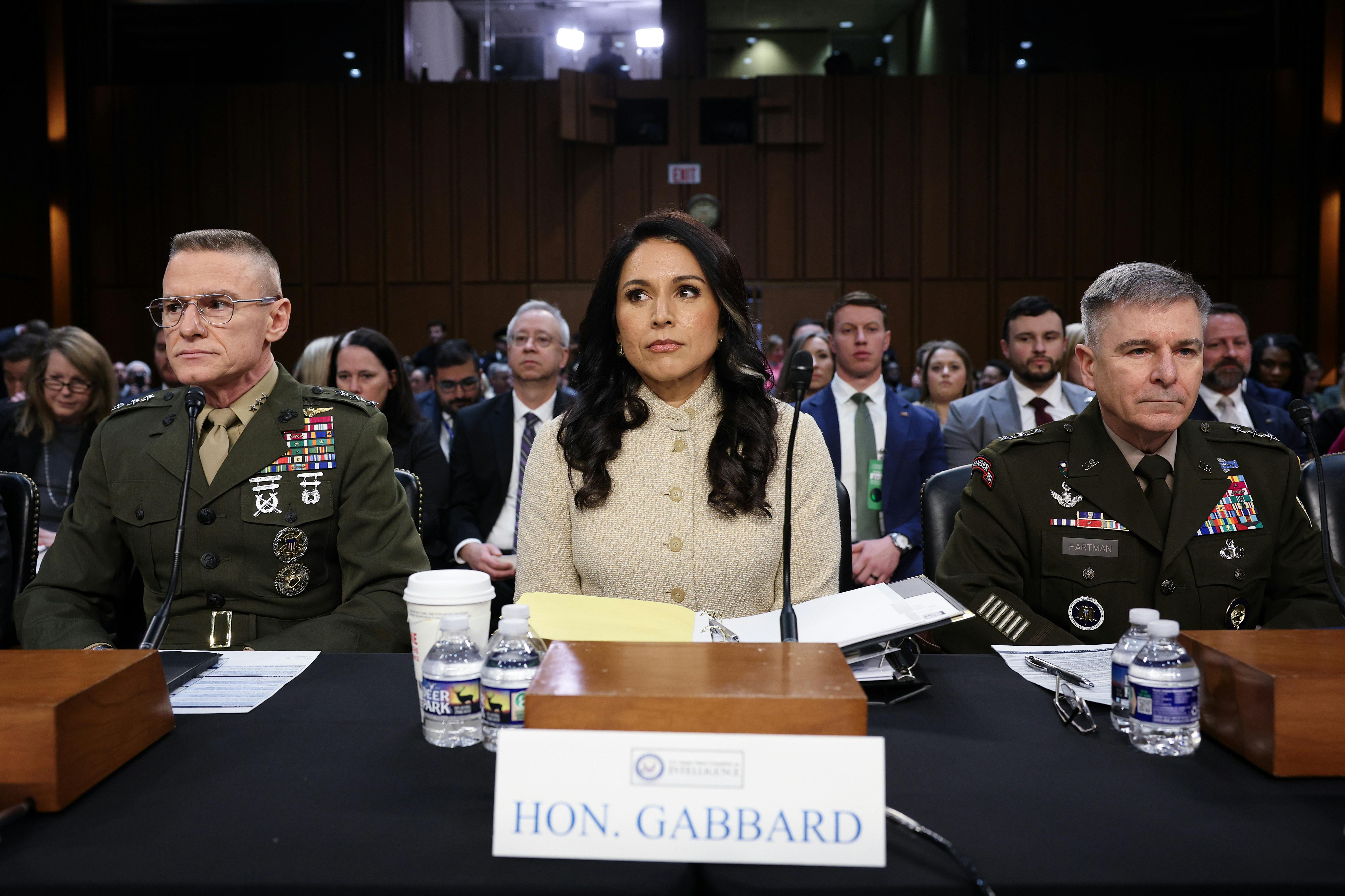 Director of the Defense Intelligence Agency Lt. Gen. James Adams III, Director of National Intelligence Tulsi Gabbard, and Army Lt. Gen. William Hartman testify in Congress.
