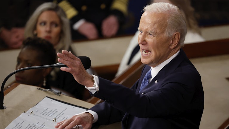 President Joe Biden delivers the State of the Union address on February 07, 2023.