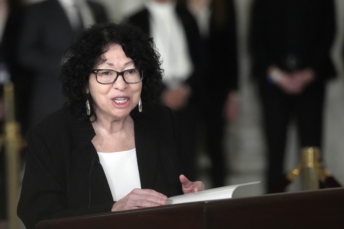 Supreme Court Justice Sonia Sotomayor speaks during a service for retired Supreme Court Justice Sandra Day O'Connor in Washington, D.C. 