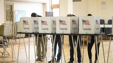 Detroit voters at the polls inside Central United Methodist Church on November 5, 2024.
