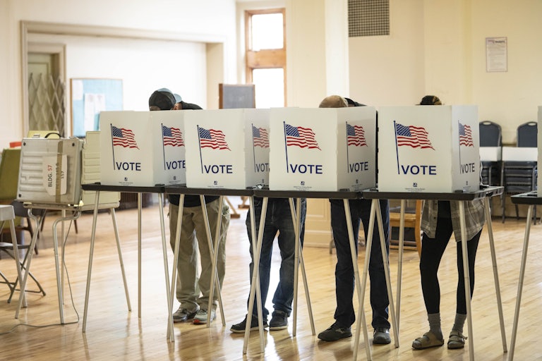 Detroit voters at the polls inside Central United Methodist Church on November 5, 2024.