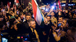 Peter Magyar, leader of Hungary’s Tisza Party, on election night