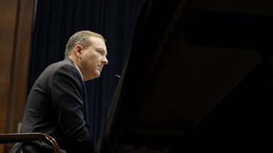 A profile view of Lee Zeldin during his confirmation hearings on Capitol Hill in mid-January