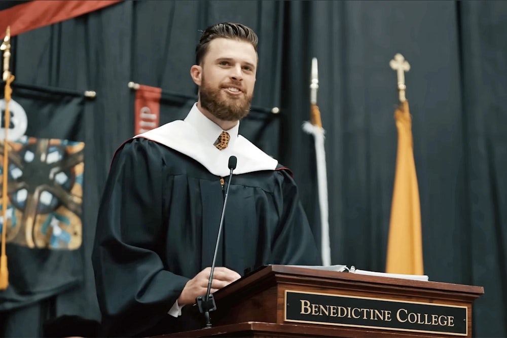 Harrison Butker gave the commencement speech at Kansas's Benedictine College