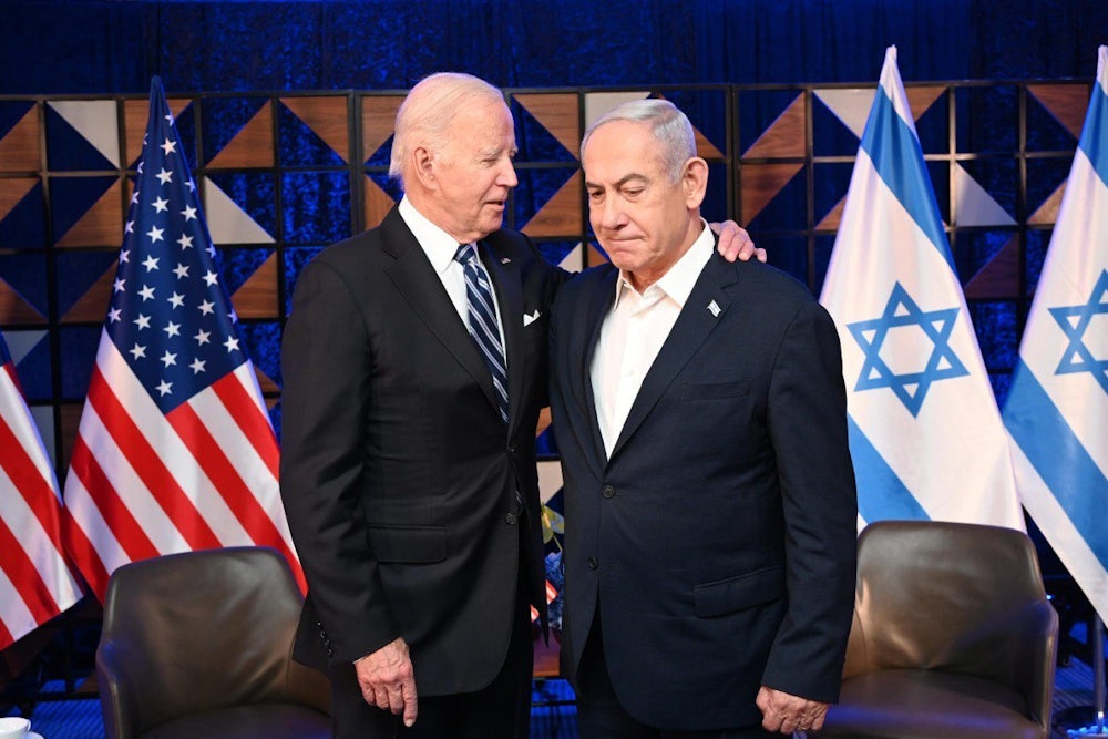 Biden and Israeli Prime Minister Benjamin Netanyahu during a meeting in Tel Aviv