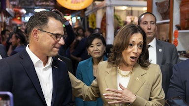 Vice President Kamala Harris and Pennsylvania Governor Josh Shapiro