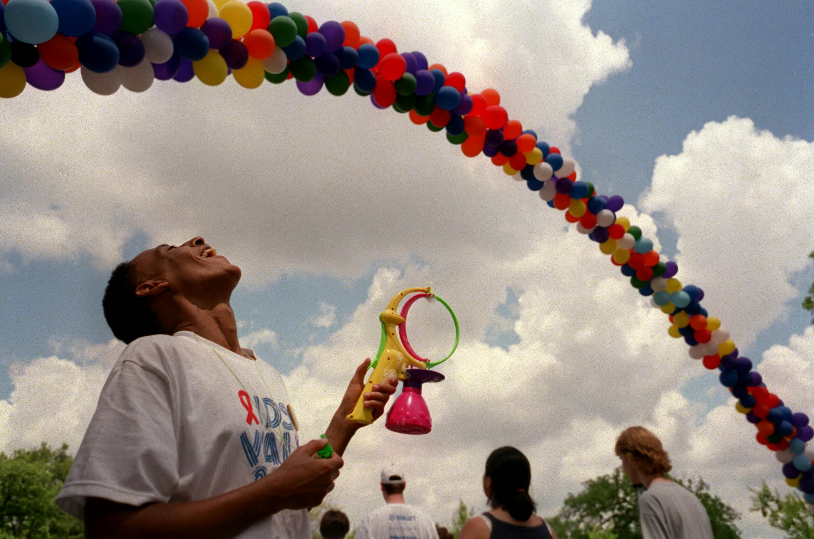 The starting line of the 12th Annual AIDS walk in Minnehaha Park, Minneapolis, in May 2000