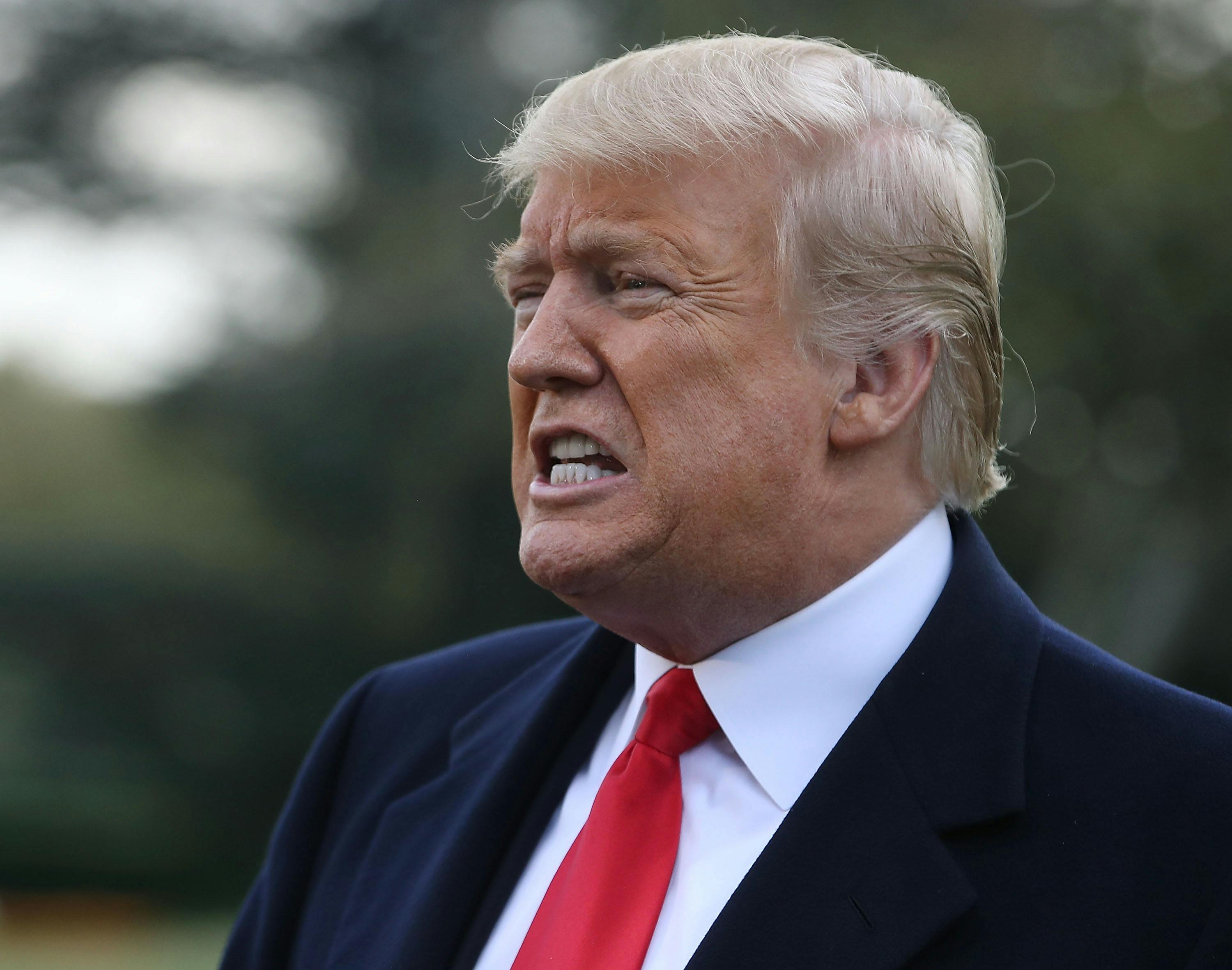 President Donald Trump speaks to the media about birthright citizenship.