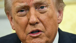 Donald Trump speaks to reporters in the Oval Office