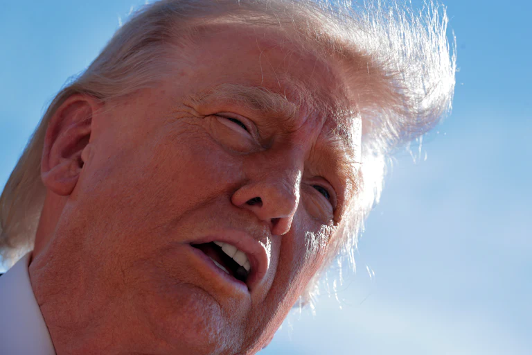 Donald Trump speaks outside the White House