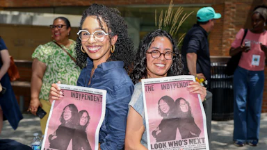 Democratic House candidates Darializa Avila Chevalier (left) and Claire Valdez