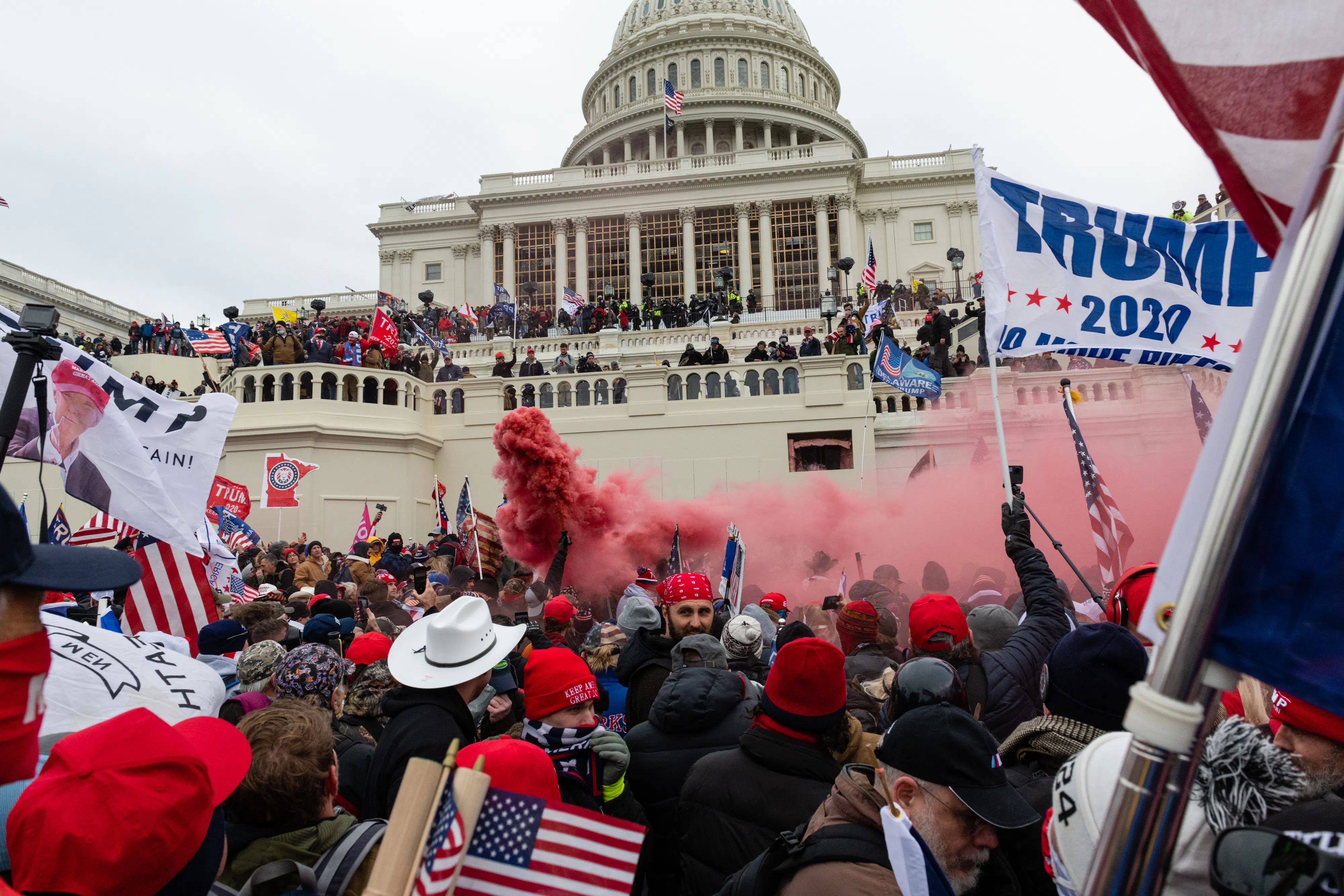 Protesters gather outside the Capitol on January 6, 2021