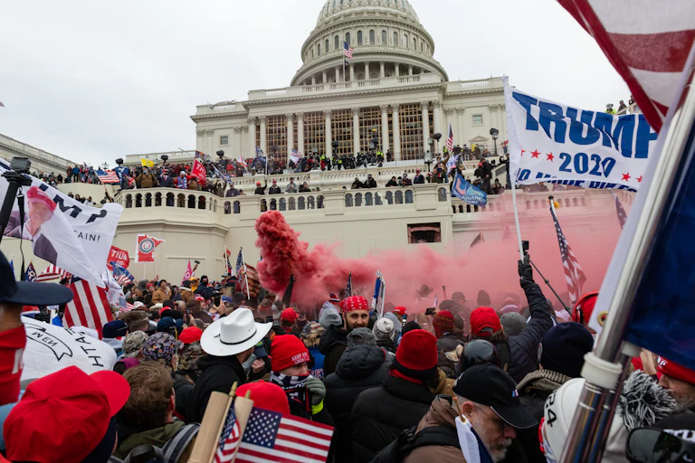 Protesters gather outside the Capitol on January 6, 2021