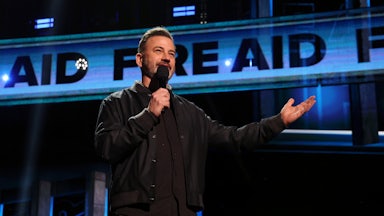 Jimmy Kimmel speaks onstage during the FIREAID Benefit Concert for California Fire Relief in Inglewood, California.