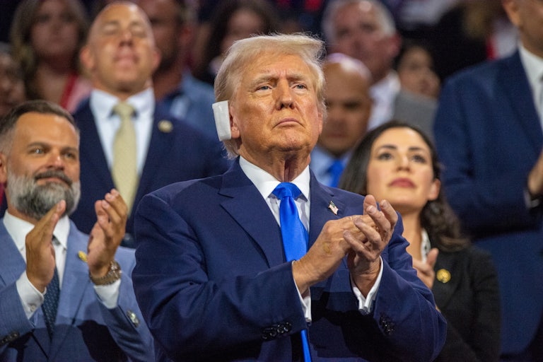 Donald Trump claps during the Republican National Convention