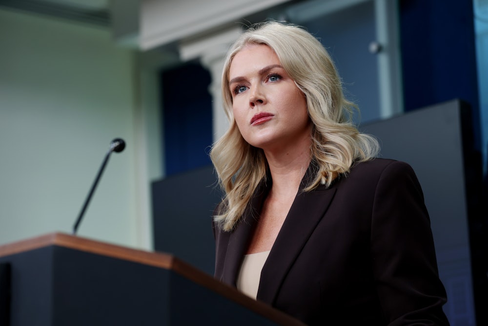 White House Press Secretary Karoline Leavitt looks irritated