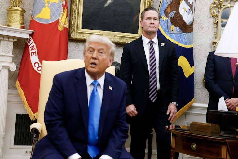 Donald Trump and national security adviser Mike Waltz in the White House